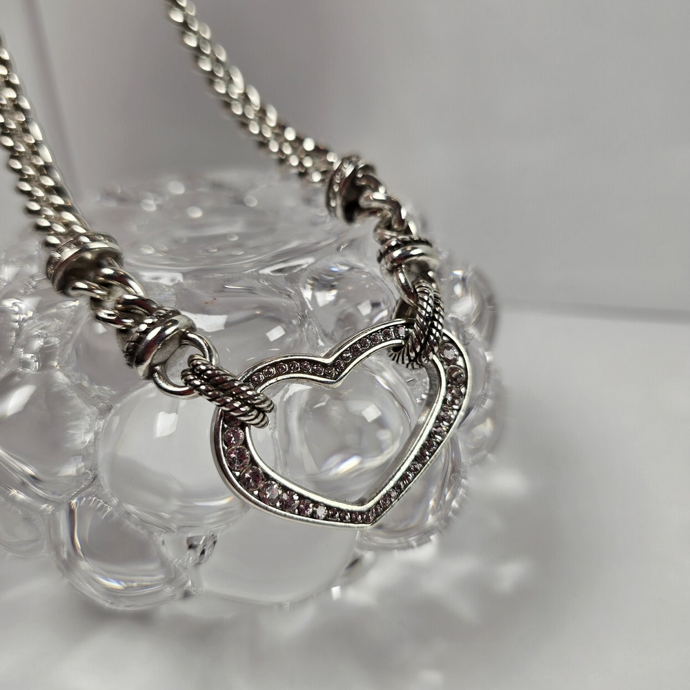 Brighton Silver Heart Necklace with Crystal Accents